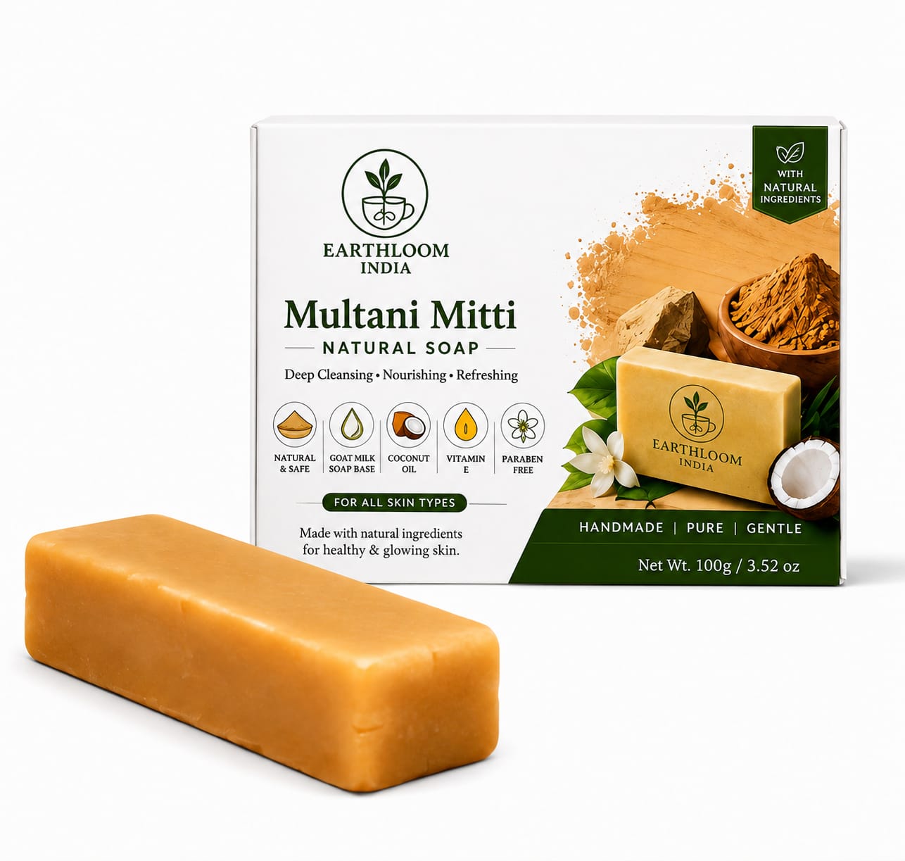 multani mitti natural soap with coconut oil & vitamin e | deep cleansing & nourishing soap multani mitti natural soap with coconut oil & vitamin e | deep cleansing & nourishing soap